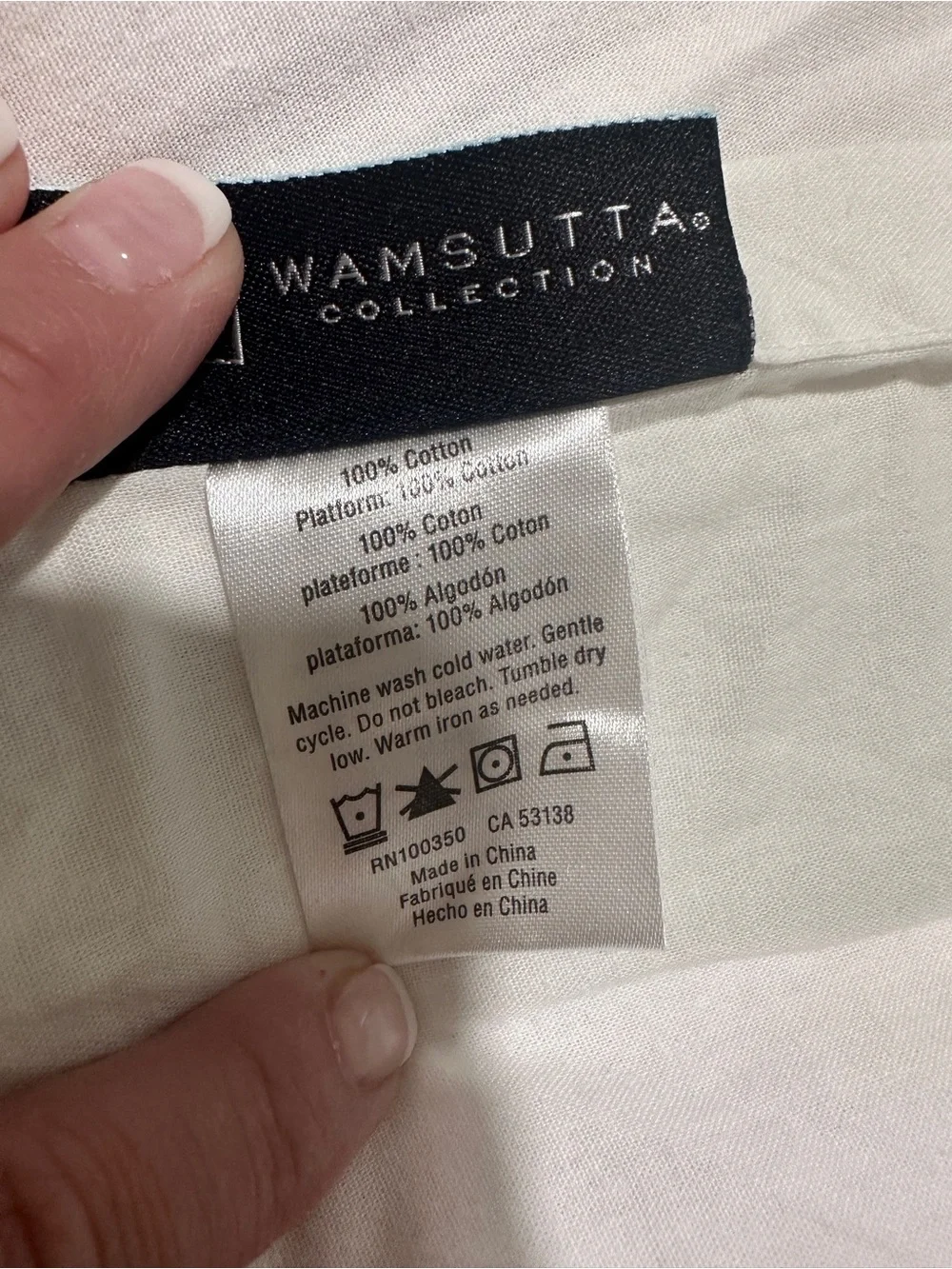 Wamsutta King Size White Cotton Pleated Button Detail Bed Skirt 15” Drop